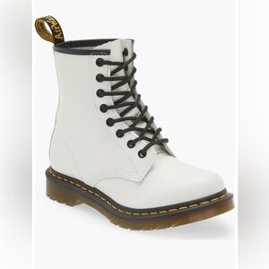 Dr. Martens Women's White 1460 Smooth Leather Lace Up Combat Boots